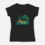 Froggy Friends-Womens-V-Neck-Tee-TechraNova