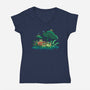 Froggy Friends-Womens-V-Neck-Tee-TechraNova