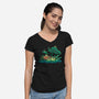 Froggy Friends-Womens-V-Neck-Tee-TechraNova
