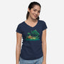 Froggy Friends-Womens-V-Neck-Tee-TechraNova