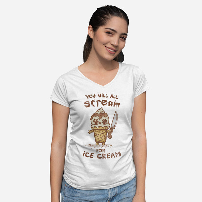 We All Scream For Ice Cream-Womens-V-Neck-Tee-kg07