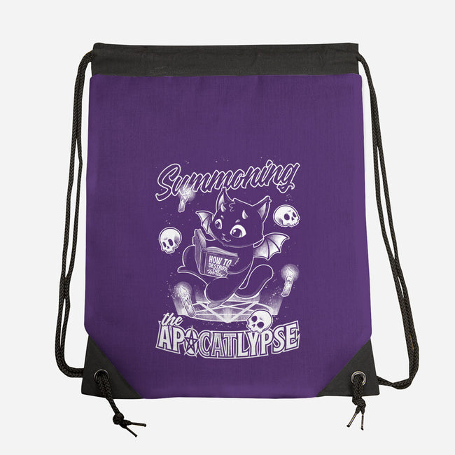 Summoning The Apocalypse Cat-None-Drawstring-Bag-Studio Mootant
