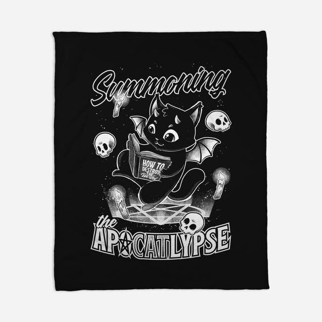 Summoning The Apocalypse Cat-None-Fleece-Blanket-Studio Mootant