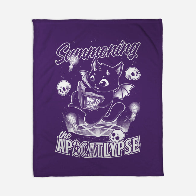 Summoning The Apocalypse Cat-None-Fleece-Blanket-Studio Mootant