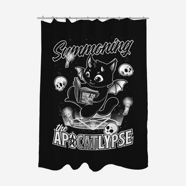 Summoning The Apocalypse Cat-None-Polyester-Shower Curtain-Studio Mootant