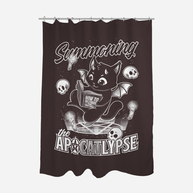 Summoning The Apocalypse Cat-None-Polyester-Shower Curtain-Studio Mootant