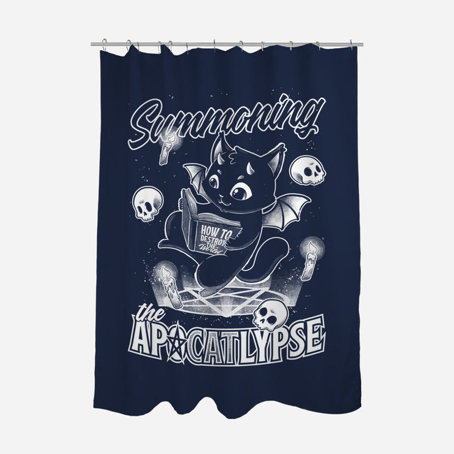 Summoning The Apocalypse Cat-None-Polyester-Shower Curtain-Studio Mootant