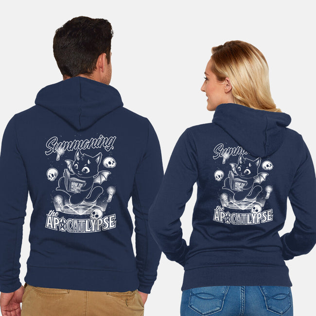 Summoning The Apocalypse Cat-Unisex-Zip-Up-Sweatshirt-Studio Mootant