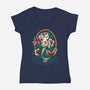 Mermaid Cat Tattoo-Womens-V-Neck-Tee-NemiMakeit