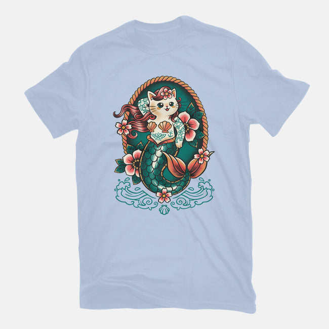 Mermaid Cat Tattoo-Womens-Fitted-Tee-NemiMakeit