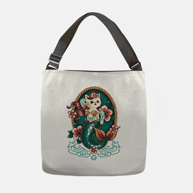 Mermaid Cat Tattoo-None-Adjustable Tote-Bag-NemiMakeit