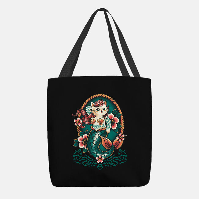 Mermaid Cat Tattoo-None-Basic Tote-Bag-NemiMakeit