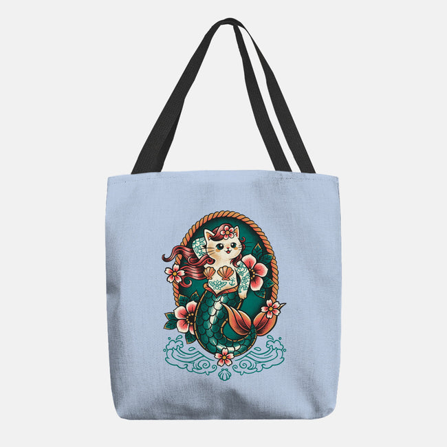 Mermaid Cat Tattoo-None-Basic Tote-Bag-NemiMakeit