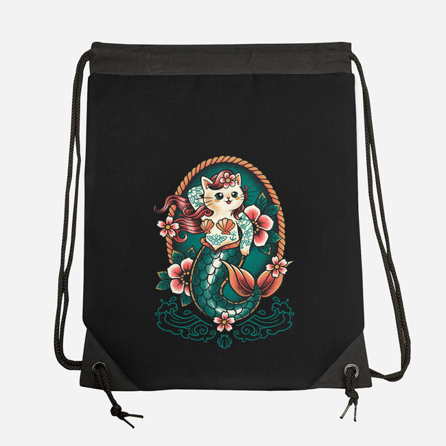 Mermaid Cat Tattoo-None-Drawstring-Bag-NemiMakeit