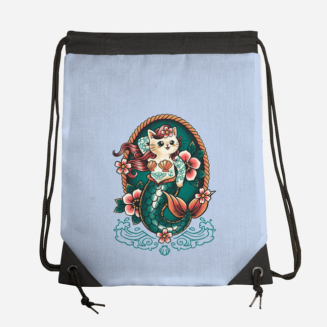 Mermaid Cat Tattoo-None-Drawstring-Bag-NemiMakeit