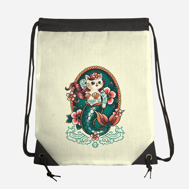 Mermaid Cat Tattoo-None-Drawstring-Bag-NemiMakeit