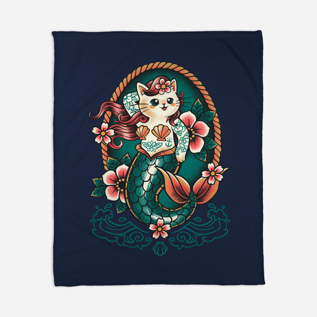 Mermaid Cat Tattoo-None-Fleece-Blanket-NemiMakeit