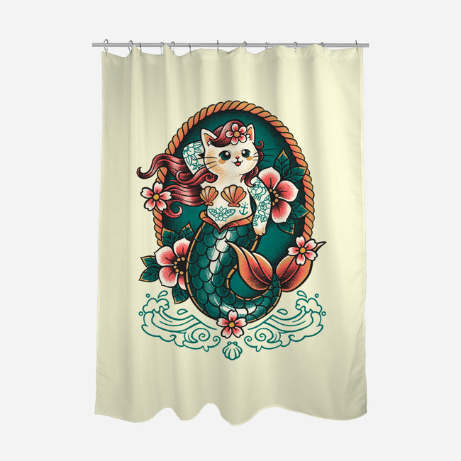 Mermaid Cat Tattoo-None-Polyester-Shower Curtain-NemiMakeit