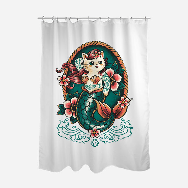 Mermaid Cat Tattoo-None-Polyester-Shower Curtain-NemiMakeit
