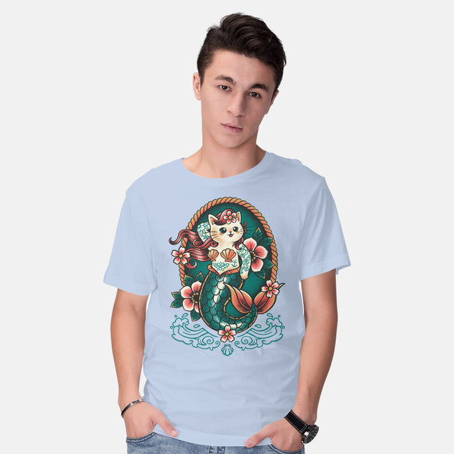 Mermaid Cat Tattoo-Mens-Basic-Tee-NemiMakeit