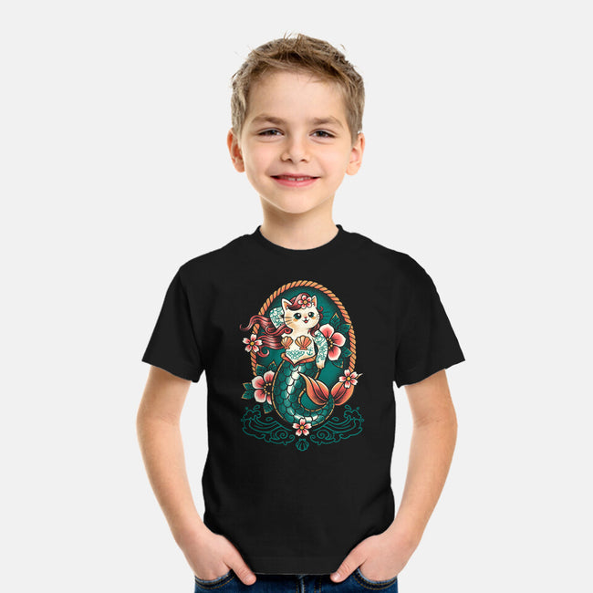 Mermaid Cat Tattoo-Youth-Basic-Tee-NemiMakeit