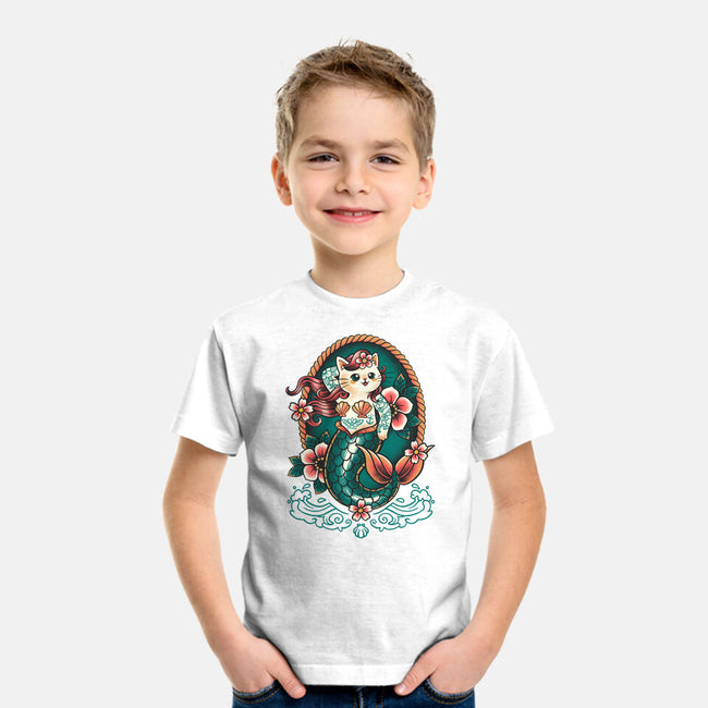 Mermaid Cat Tattoo-Youth-Basic-Tee-NemiMakeit