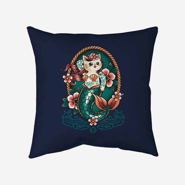 Mermaid Cat Tattoo-None-Removable Cover w Insert-Throw Pillow-NemiMakeit