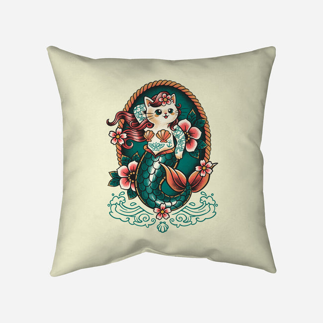Mermaid Cat Tattoo-None-Removable Cover-Throw Pillow-NemiMakeit