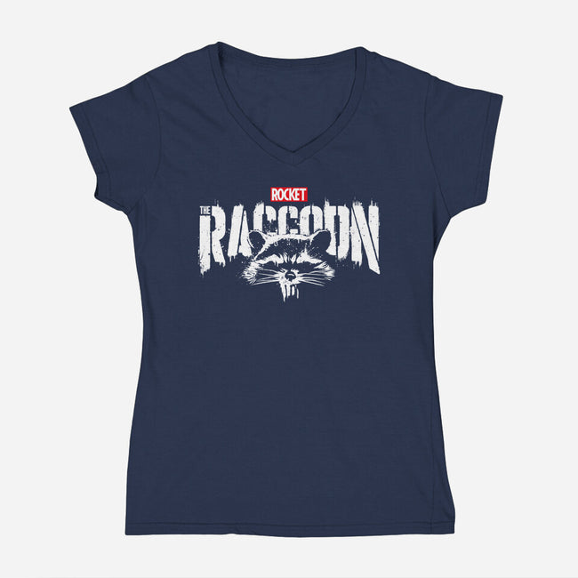 Raccoonisher-Womens-V-Neck-Tee-teesgeex