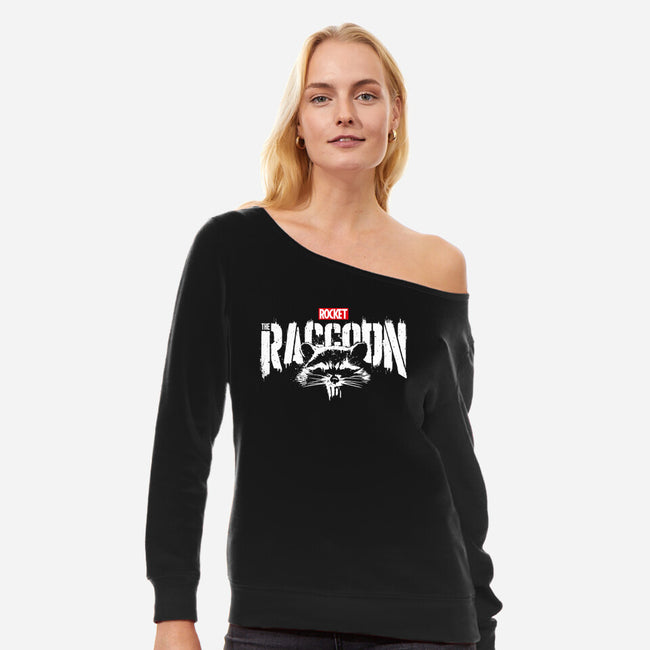 Raccoonisher-Womens-Off Shoulder-Sweatshirt-teesgeex