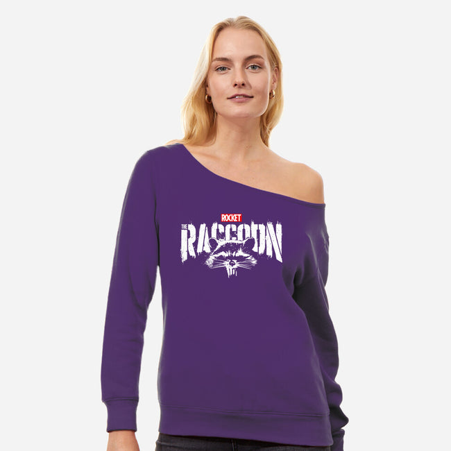 Raccoonisher-Womens-Off Shoulder-Sweatshirt-teesgeex