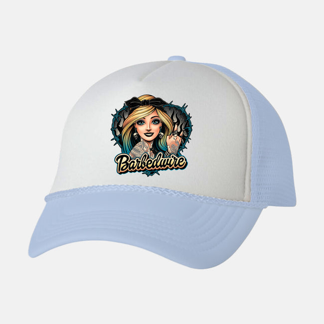 Hello Barbedwire-Unisex-Trucker-Hat-momma_gorilla