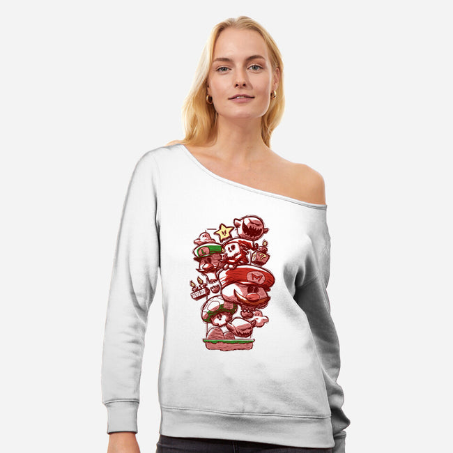 Skull Bros-Womens-Off Shoulder-Sweatshirt-Ca Mask