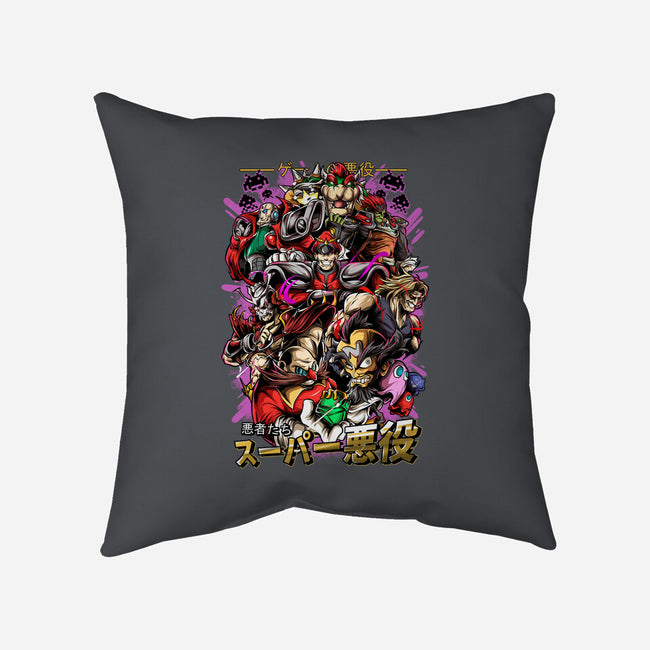 Retro Villains-None-Removable Cover-Throw Pillow-Conjura Geek