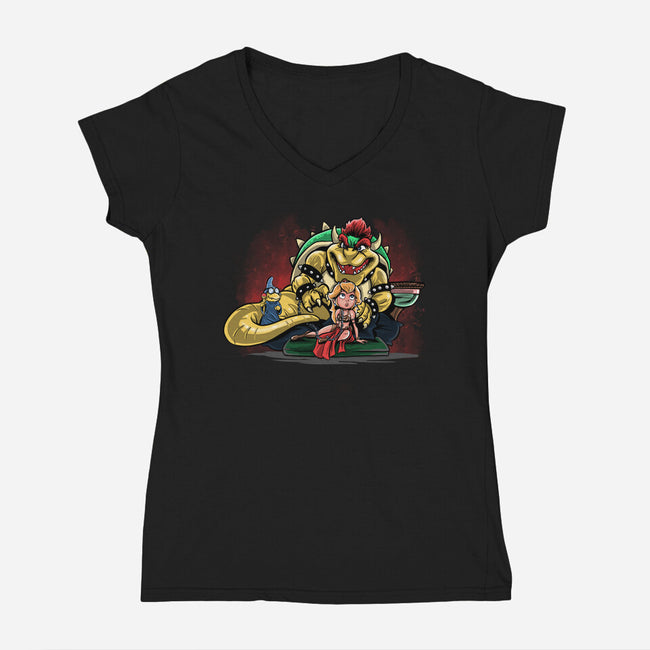 Bowser The Hutt-Womens-V-Neck-Tee-zascanauta