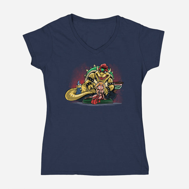 Bowser The Hutt-Womens-V-Neck-Tee-zascanauta