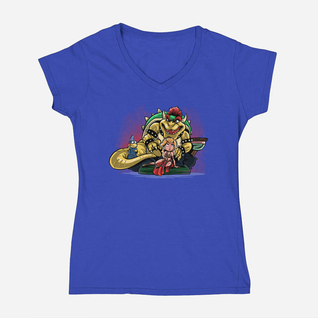 Bowser The Hutt-Womens-V-Neck-Tee-zascanauta