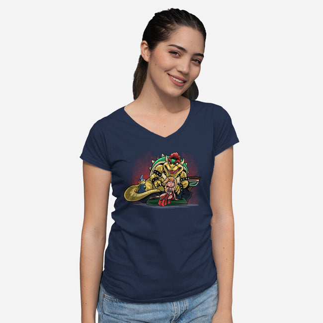 Bowser The Hutt-Womens-V-Neck-Tee-zascanauta