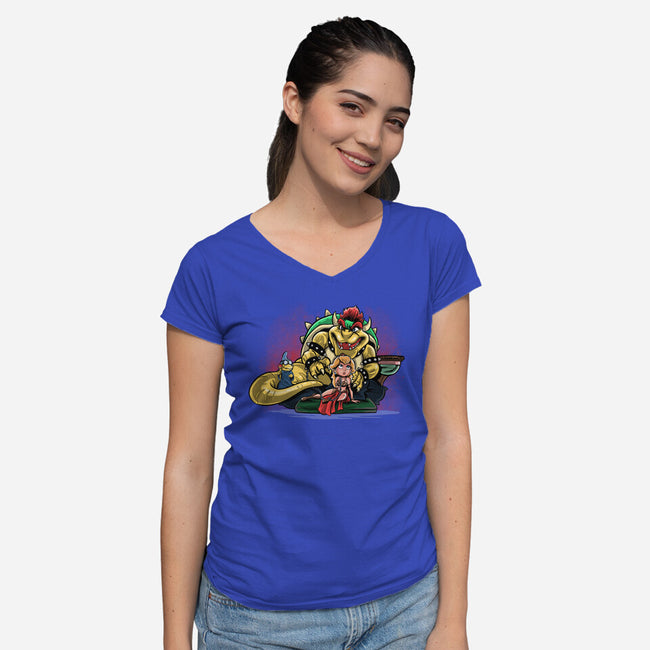 Bowser The Hutt-Womens-V-Neck-Tee-zascanauta