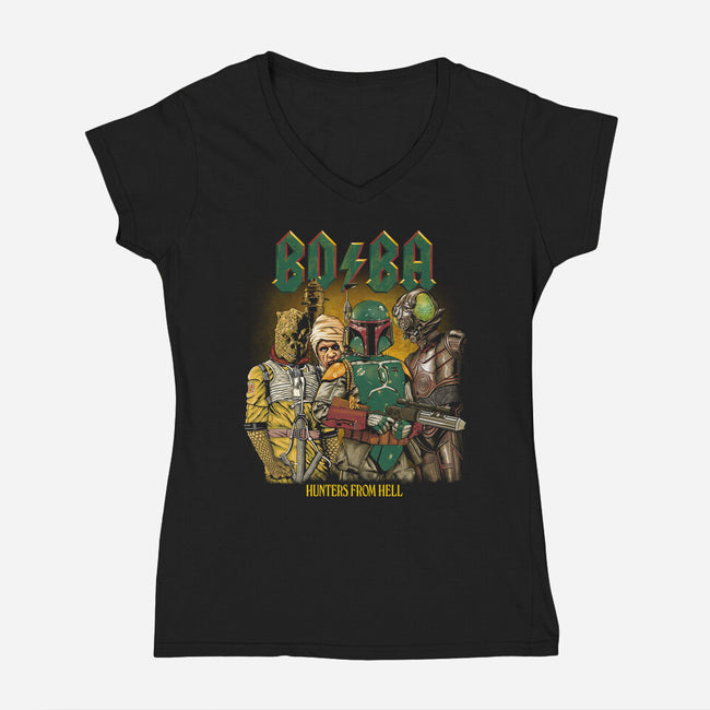 Hunters From Hell-Womens-V-Neck-Tee-CappO