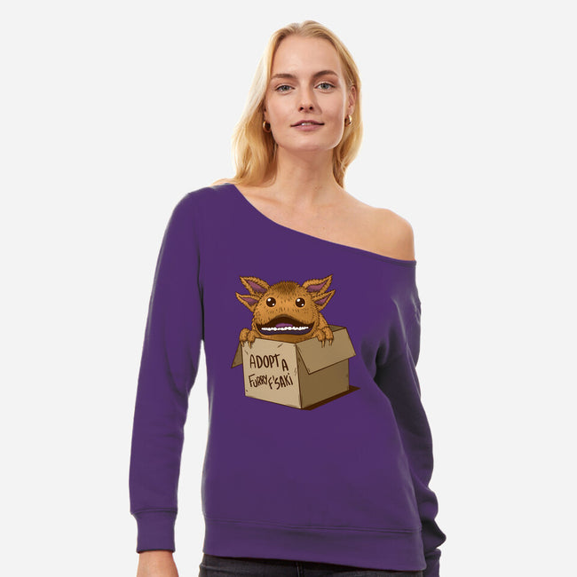 Adopt A Furry F'Saki-Womens-Off Shoulder-Sweatshirt-sachpica