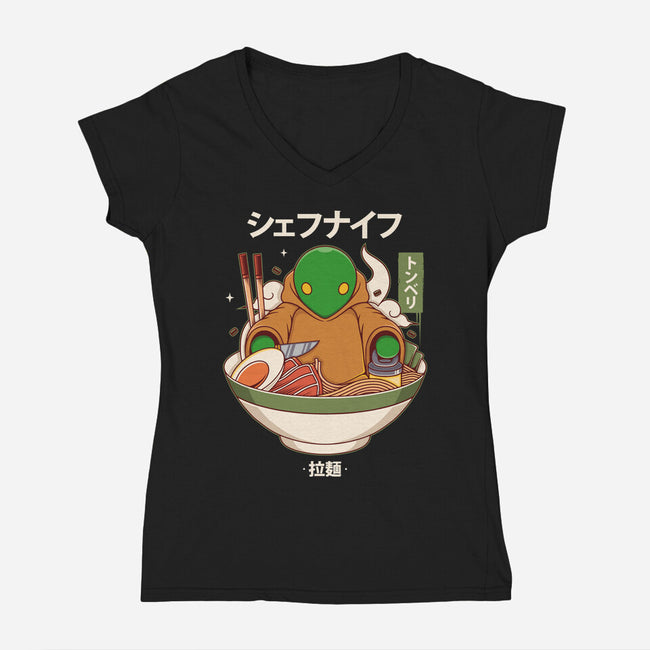 Tonberry Ramen-Womens-V-Neck-Tee-Alundrart
