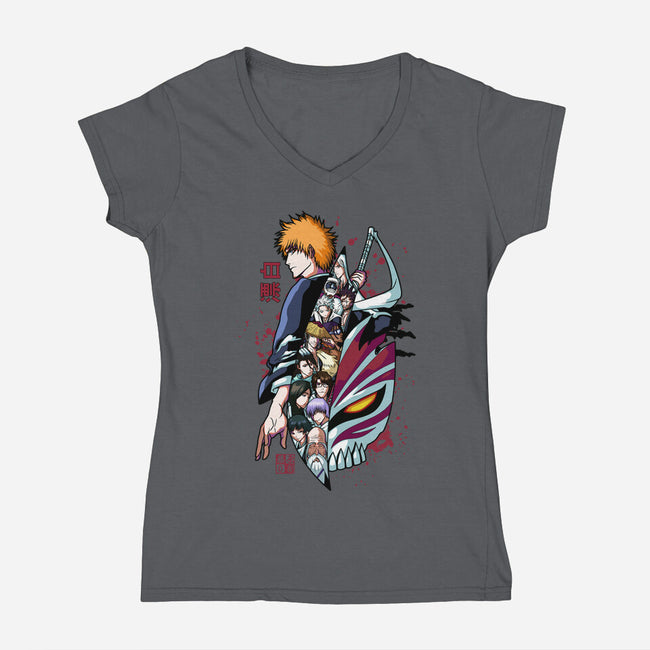 Ichigo's Sword-Womens-V-Neck-Tee-fujiwara08