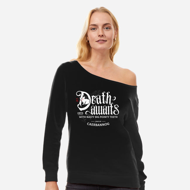 Death Awaits-Womens-Off Shoulder-Sweatshirt-Logozaste