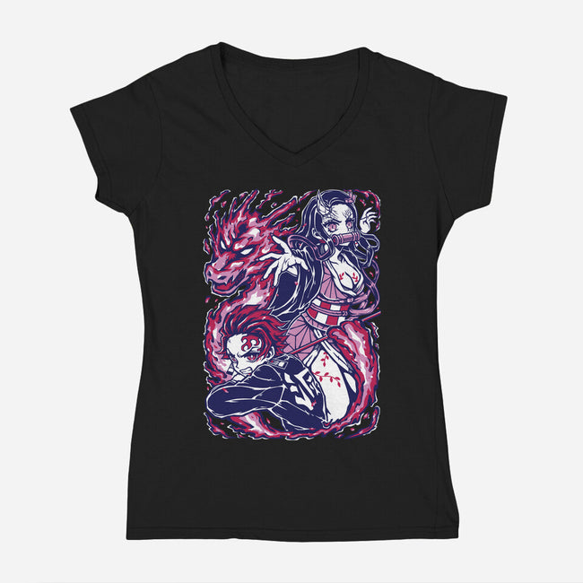 Strong Bond-Womens-V-Neck-Tee-Panchi Art