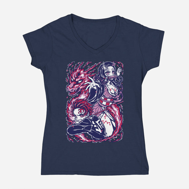 Strong Bond-Womens-V-Neck-Tee-Panchi Art