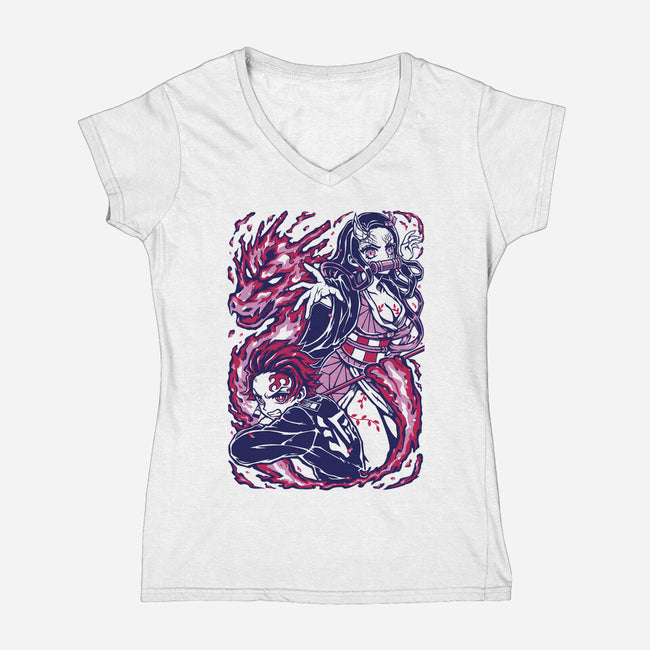 Strong Bond-Womens-V-Neck-Tee-Panchi Art