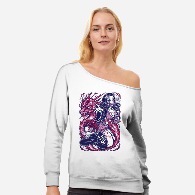Strong Bond-Womens-Off Shoulder-Sweatshirt-Panchi Art