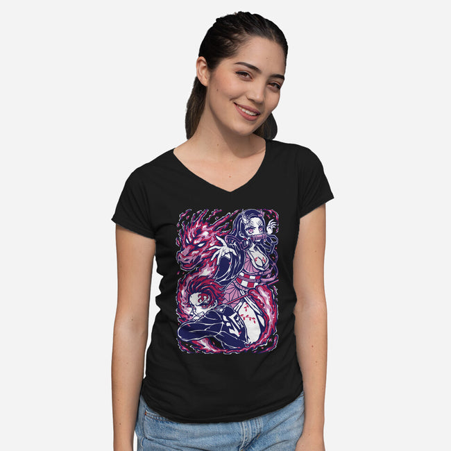 Strong Bond-Womens-V-Neck-Tee-Panchi Art