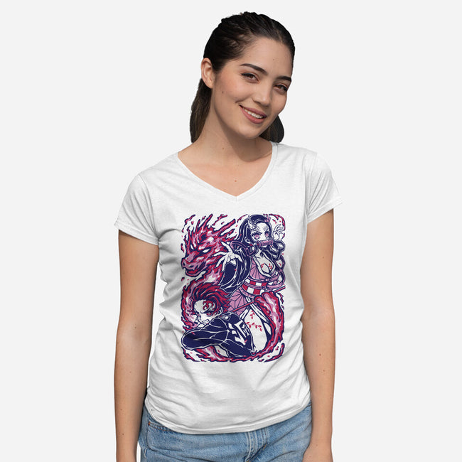 Strong Bond-Womens-V-Neck-Tee-Panchi Art